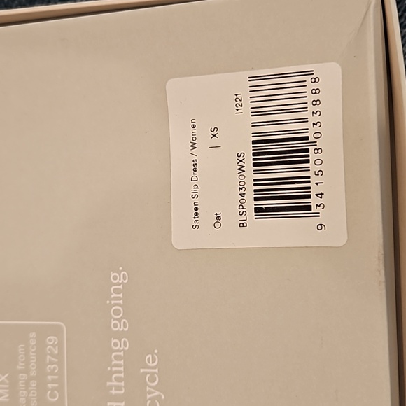 Ettitude,NIB, Sateen Slip Dress,Size XS, Oat Color - Picture 6 of 10